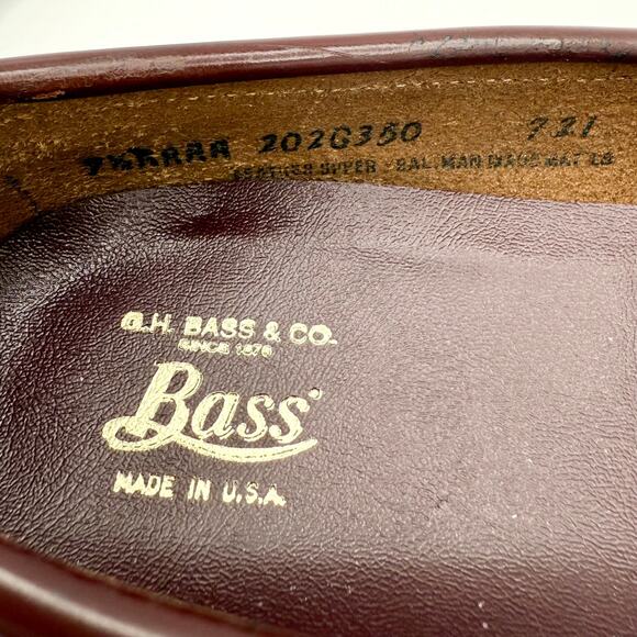 Bass Weejuns Women’s 9.5 AAAA Burgundy Leather Penny Loafers Made in USA - Picture 12 of 13